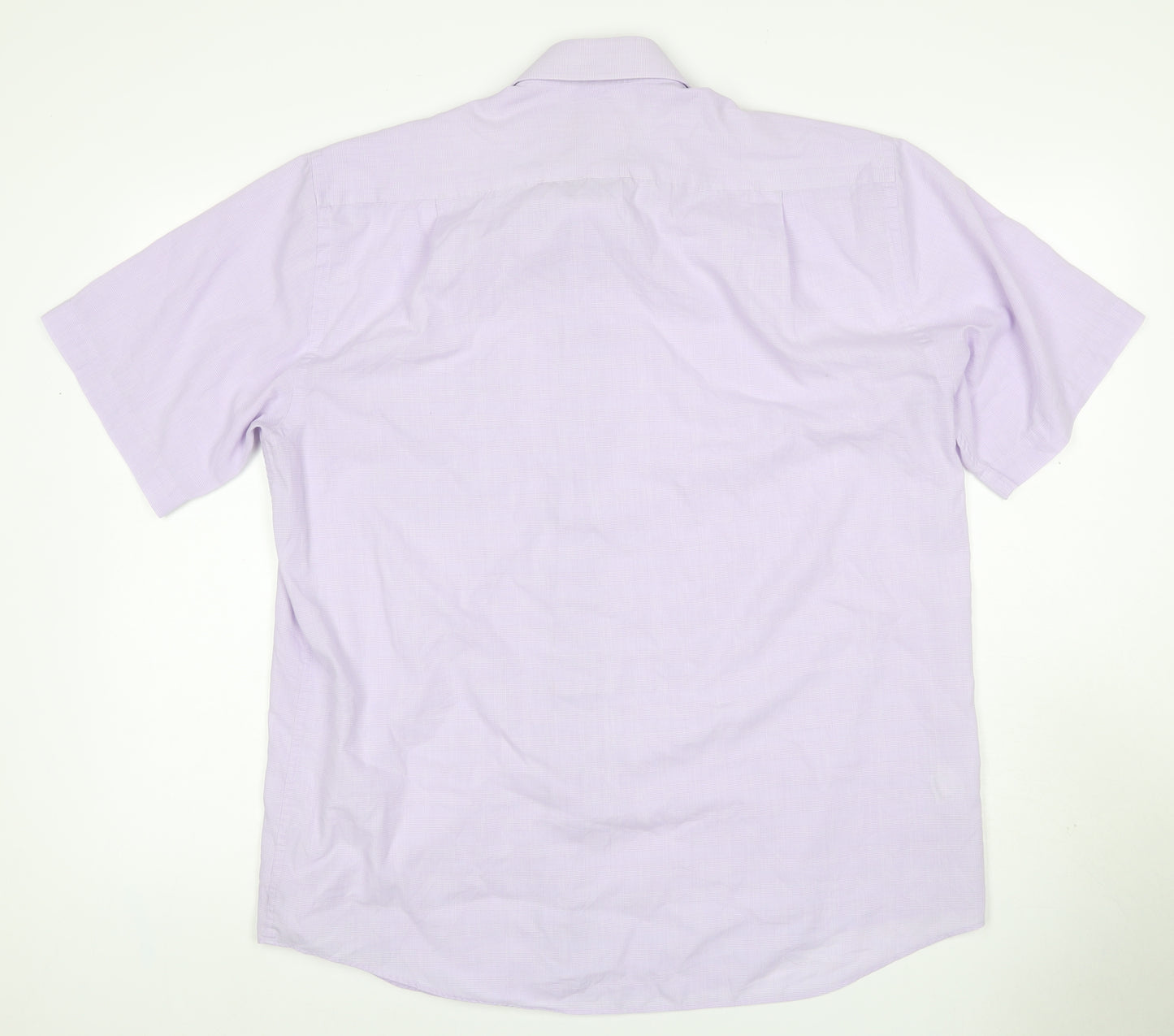 Marks & Spencer Men’s Purple 16.5 Check Easy Care Short Sleeve Shirt
