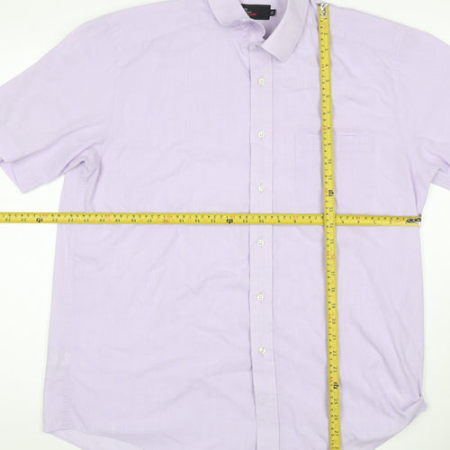 Marks & Spencer Men’s Purple 16.5 Check Easy Care Short Sleeve Shirt