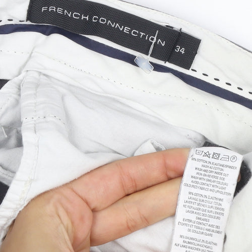 French Connection Men's Grey 34 Chino Shorts Cotton Stretch Casual