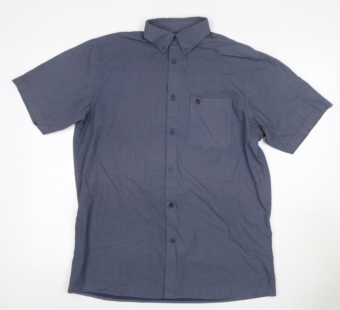 Carson Men's Blue L Geometric Short Sleeve Button-Down Shirt