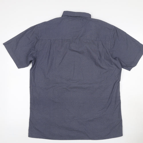 Carson Men's Blue L Geometric Short Sleeve Button-Down Shirt