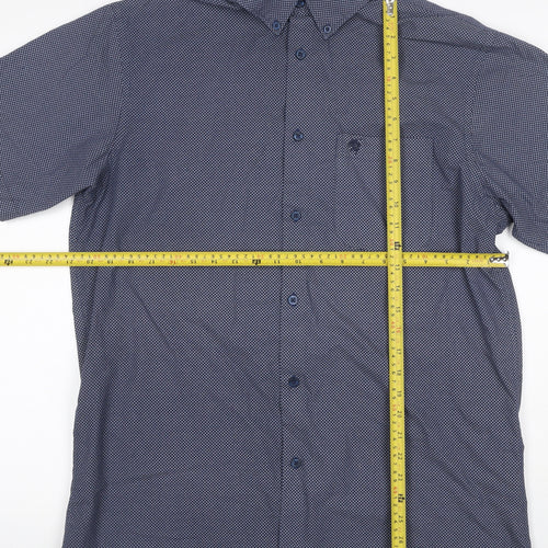 Carson Men's Blue L Geometric Short Sleeve Button-Down Shirt