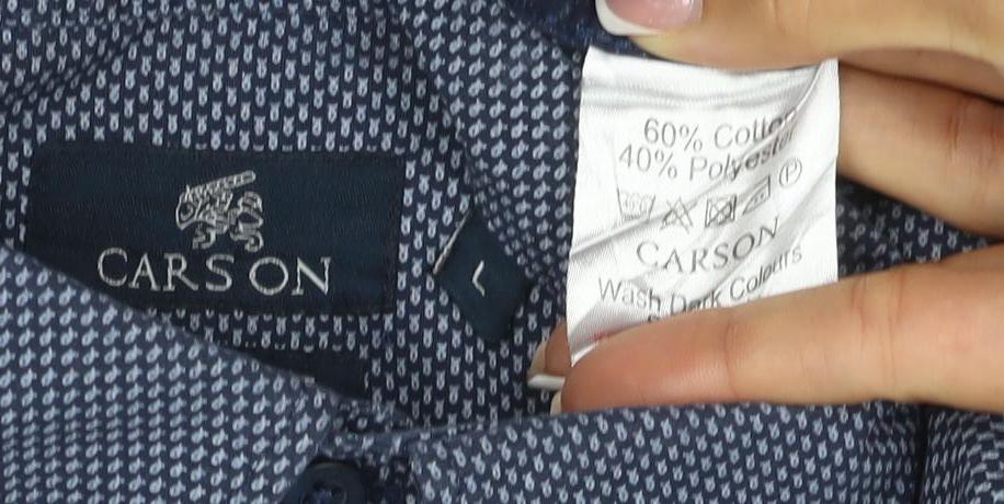 Carson Men's Blue L Geometric Short Sleeve Button-Down Shirt