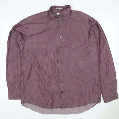 GANT Men's Purple 2XL Geometric Cotton Button-Down Long Sleeve Shirt