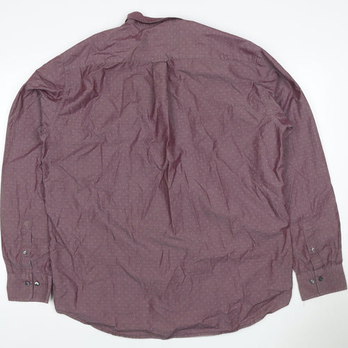 GANT Men's Purple 2XL Geometric Cotton Button-Down Long Sleeve Shirt