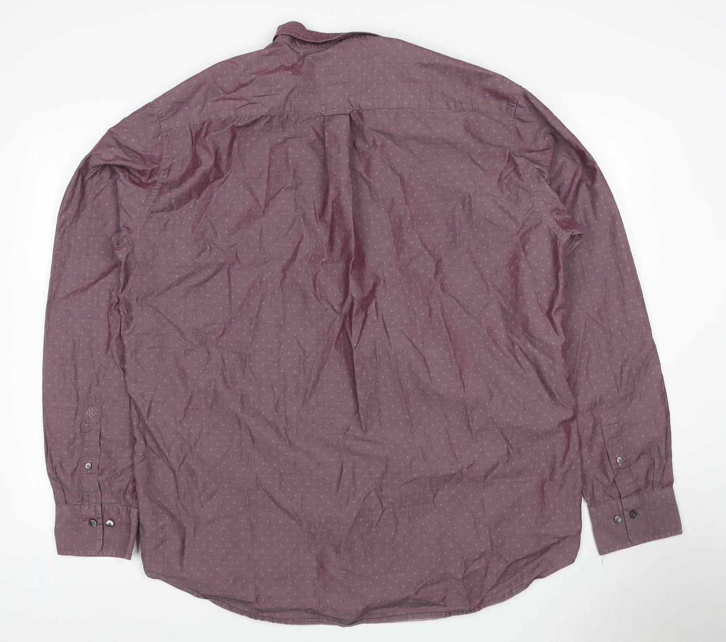 GANT Men's Purple 2XL Geometric Cotton Button-Down Long Sleeve Shirt