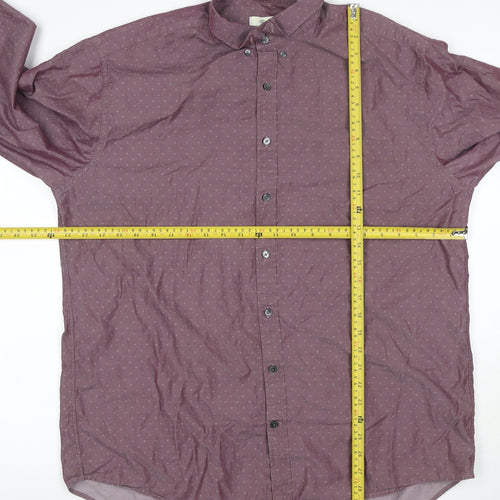 GANT Men's Purple 2XL Geometric Cotton Button-Down Long Sleeve Shirt