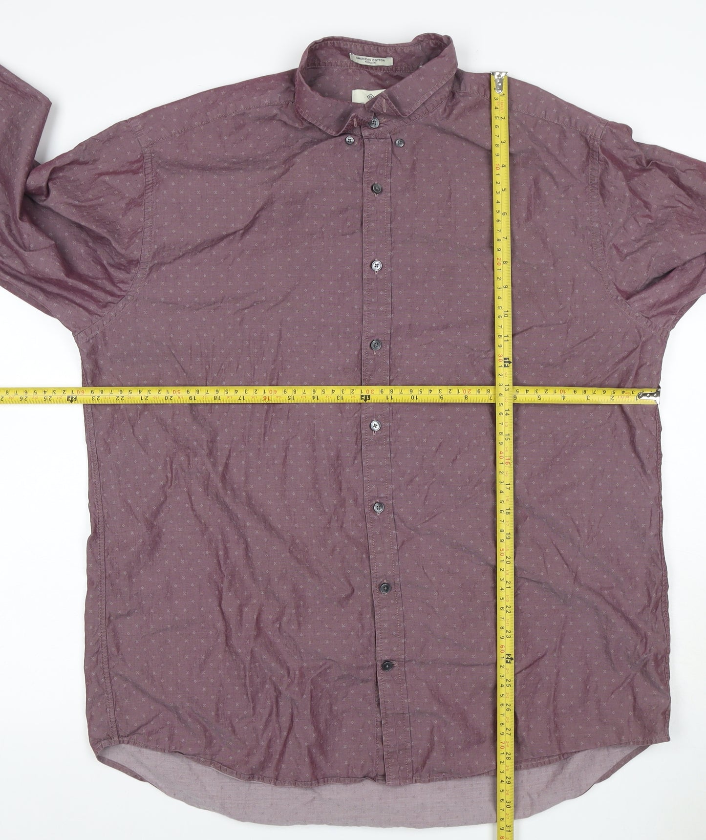 GANT Men's Purple 2XL Geometric Cotton Button-Down Long Sleeve Shirt