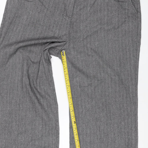 Per Una Women’s Grey Herringbone Trousers UK 18 Straight Linen Blend