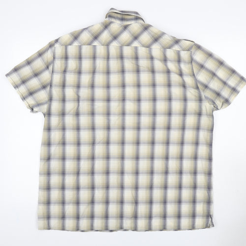 Next Men’s Beige Grey Check Cotton Short Sleeve Shirt XL