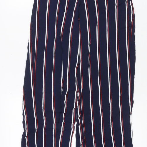 Next Women’s Blue Striped Wide Leg Drawstring Trousers UK 8 Petite