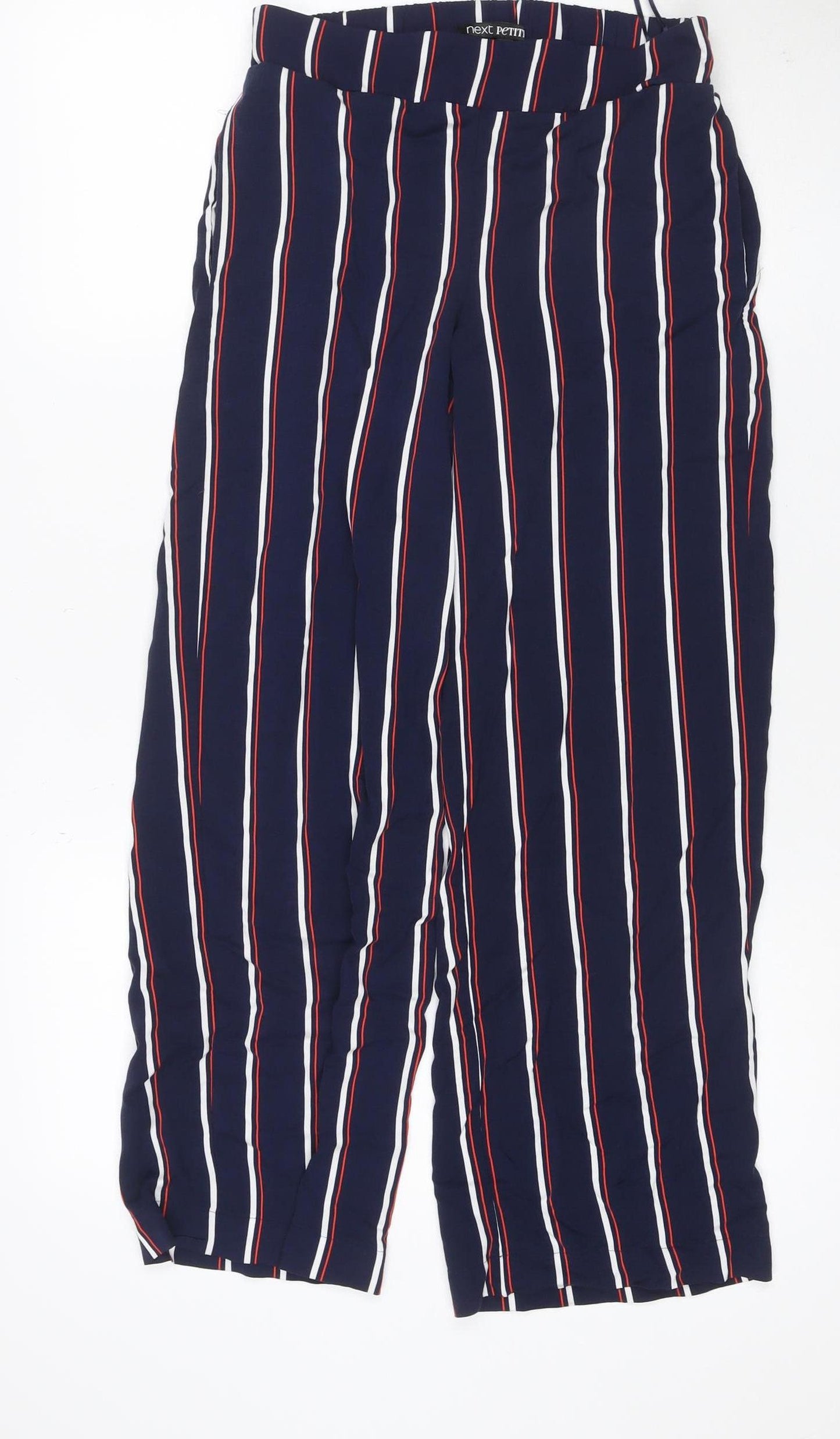 Next Women’s Blue Striped Wide Leg Drawstring Trousers UK 8 Petite