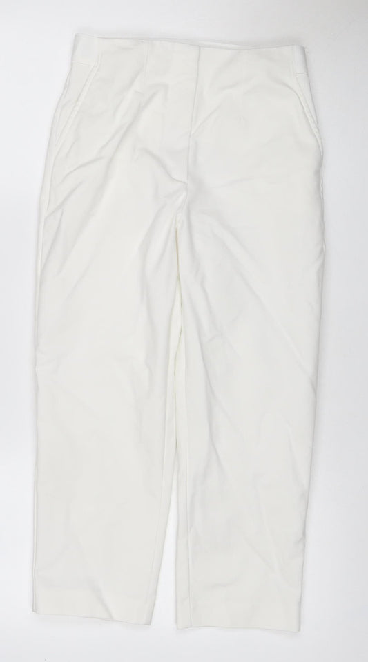 Marks and Spencer Women Ivory Size 8 Regular Straight Stretch Trousers