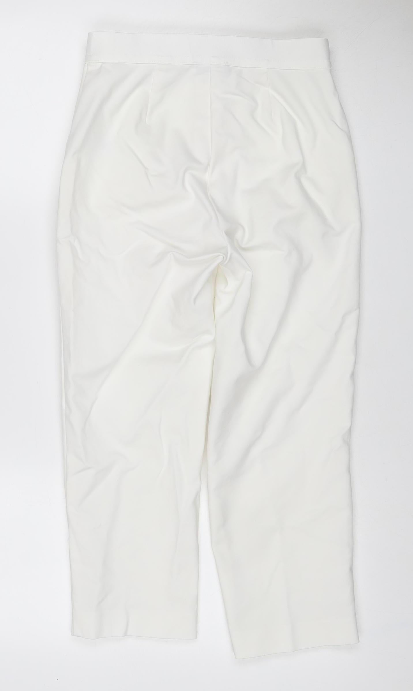 Marks and Spencer Women Ivory Size 8 Regular Straight Stretch Trousers