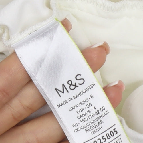 Marks and Spencer Women Ivory Size 8 Regular Straight Stretch Trousers