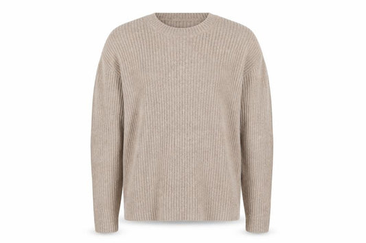Marks and Spencer Women’s Beige M Ribbed Knit Crew Neck Jumper