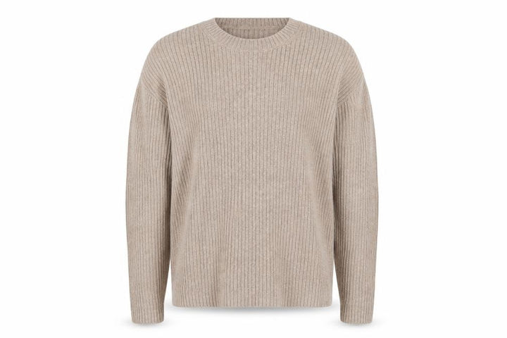 Marks and Spencer Women’s Beige M Ribbed Knit Crew Neck Jumper