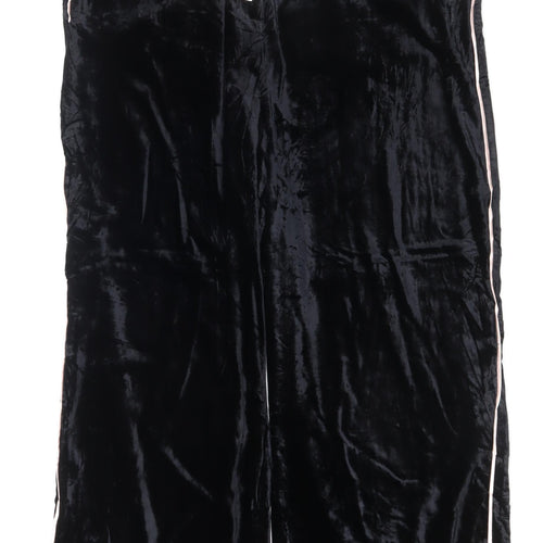 M&S Per Una Women’s Black Velvet Wide-Leg Trousers UK 22 Short