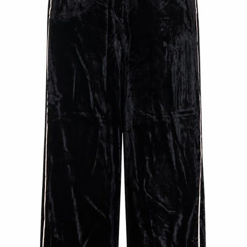 M&S Per Una Women’s Black Velvet Wide-Leg Trousers UK 22 Short