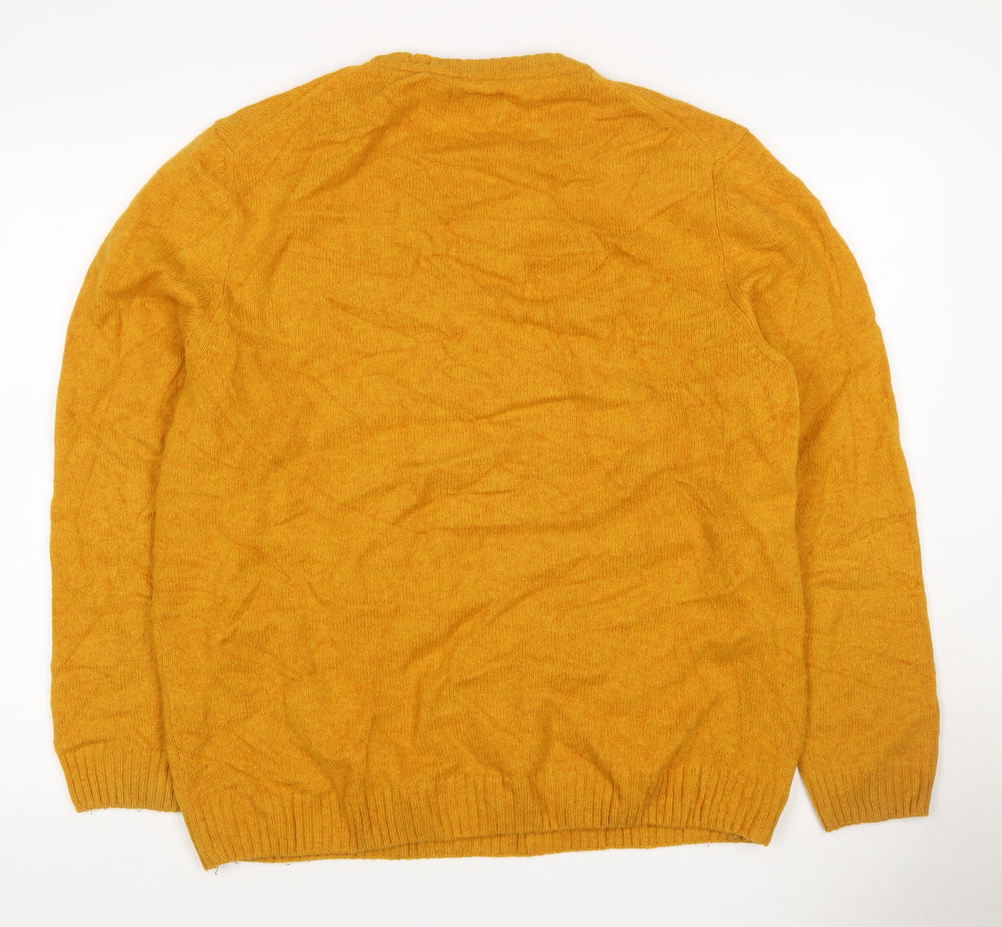 Finisterre Men's Yellow XL Wool Blend Crew Neck Pullover Jumper Logo