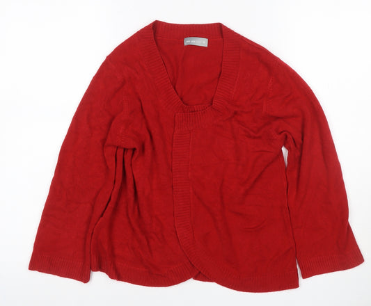 Per Una Women Red Size 14 Open Wrap Cotton Knit Cardigan