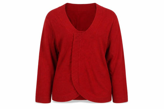 Per Una Women Red Size 14 Open Wrap Cotton Knit Cardigan