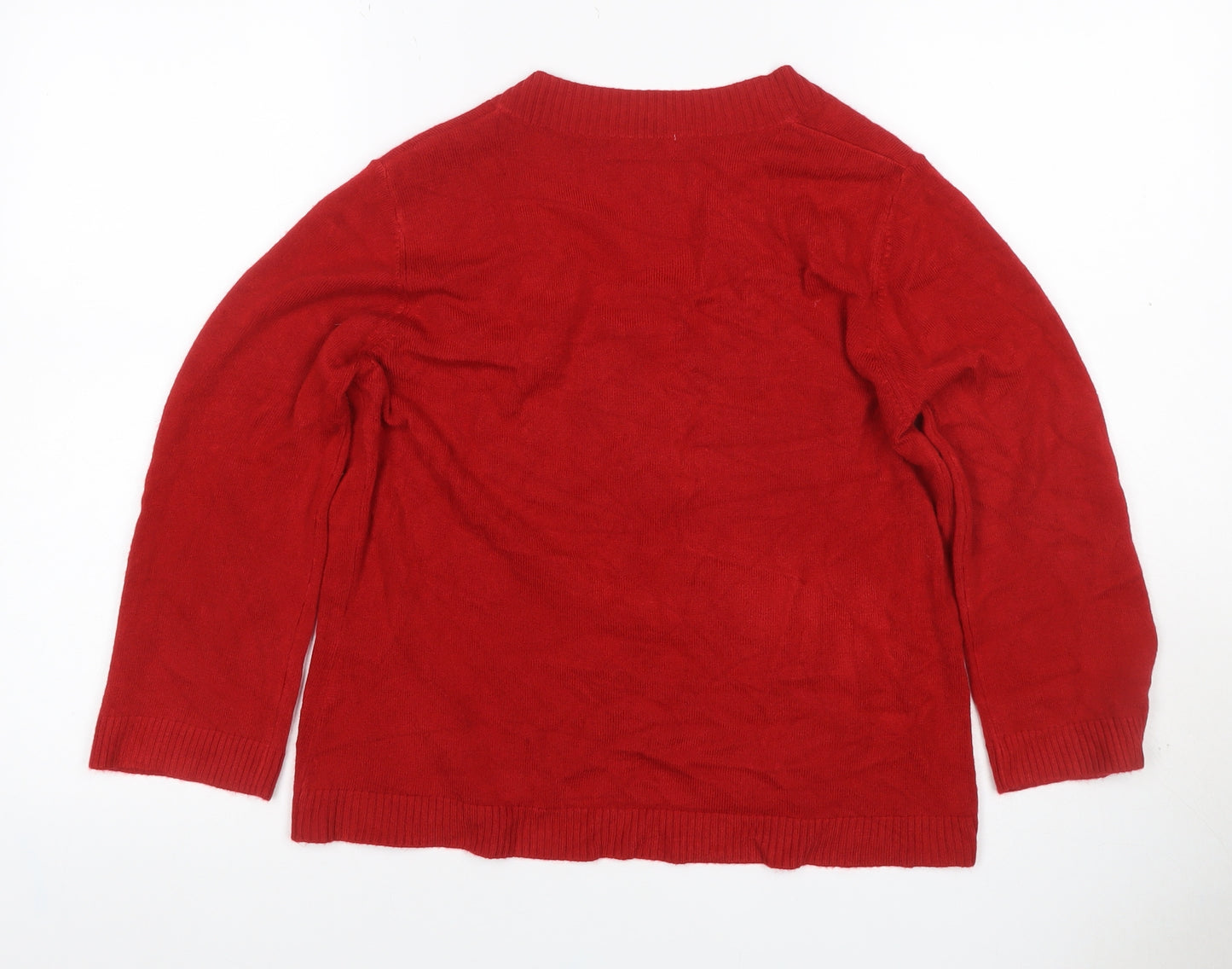 Per Una Women Red Size 14 Open Wrap Cotton Knit Cardigan