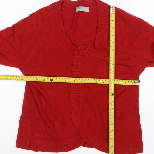 Per Una Women Red Size 14 Open Wrap Cotton Knit Cardigan