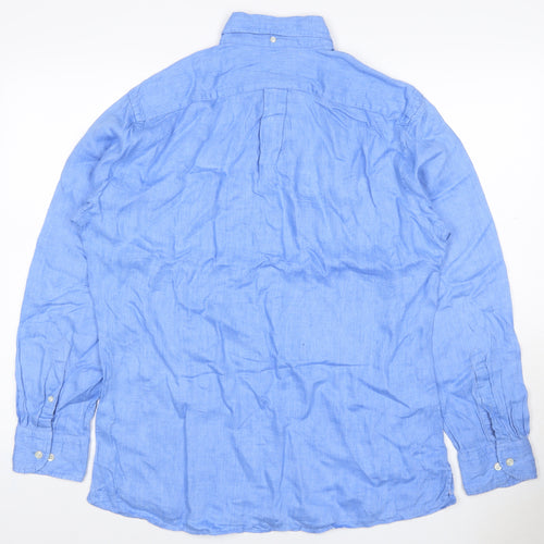 Eton Men’s Blue Linen Button-Down Long Sleeve Shirt