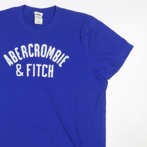 Abercrombie & Fitch Men Blue XL Muscle Logo Graphic Crew Neck T-Shirt