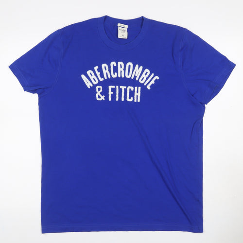 Abercrombie & Fitch Men Blue XL Muscle Logo Graphic Crew Neck T-Shirt
