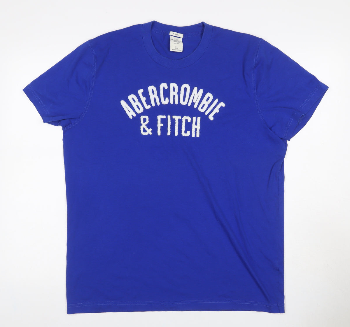 Abercrombie & Fitch Men Blue XL Muscle Logo Graphic Crew Neck T-Shirt