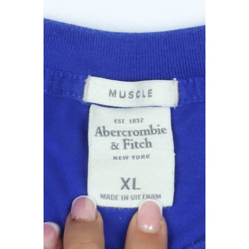 Abercrombie & Fitch Men Blue XL Muscle Logo Graphic Crew Neck T-Shirt