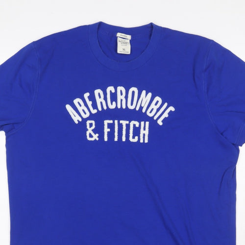 Abercrombie & Fitch Men Blue XL Muscle Logo Graphic Crew Neck T-Shirt