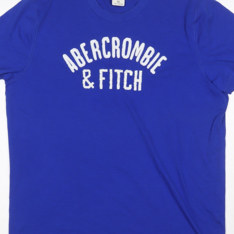 Abercrombie & Fitch Men Blue XL Muscle Logo Graphic Crew Neck T-Shirt
