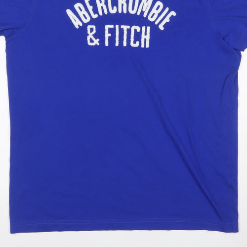 Abercrombie & Fitch Men Blue XL Muscle Logo Graphic Crew Neck T-Shirt