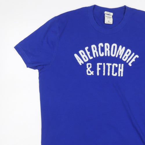 Abercrombie & Fitch Men Blue XL Muscle Logo Graphic Crew Neck T-Shirt