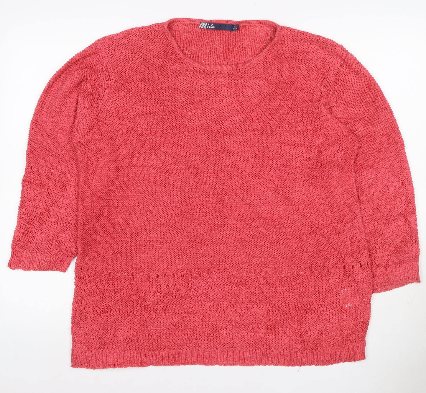 Isle Women’s Pink Open Knit Pullover Jumper Size 18 Plus