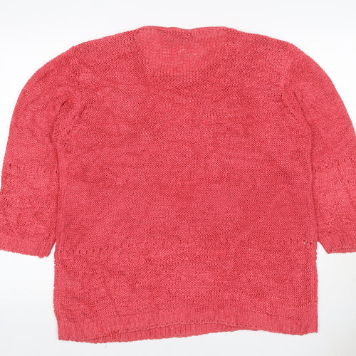 Isle Women’s Pink Open Knit Pullover Jumper Size 18 Plus