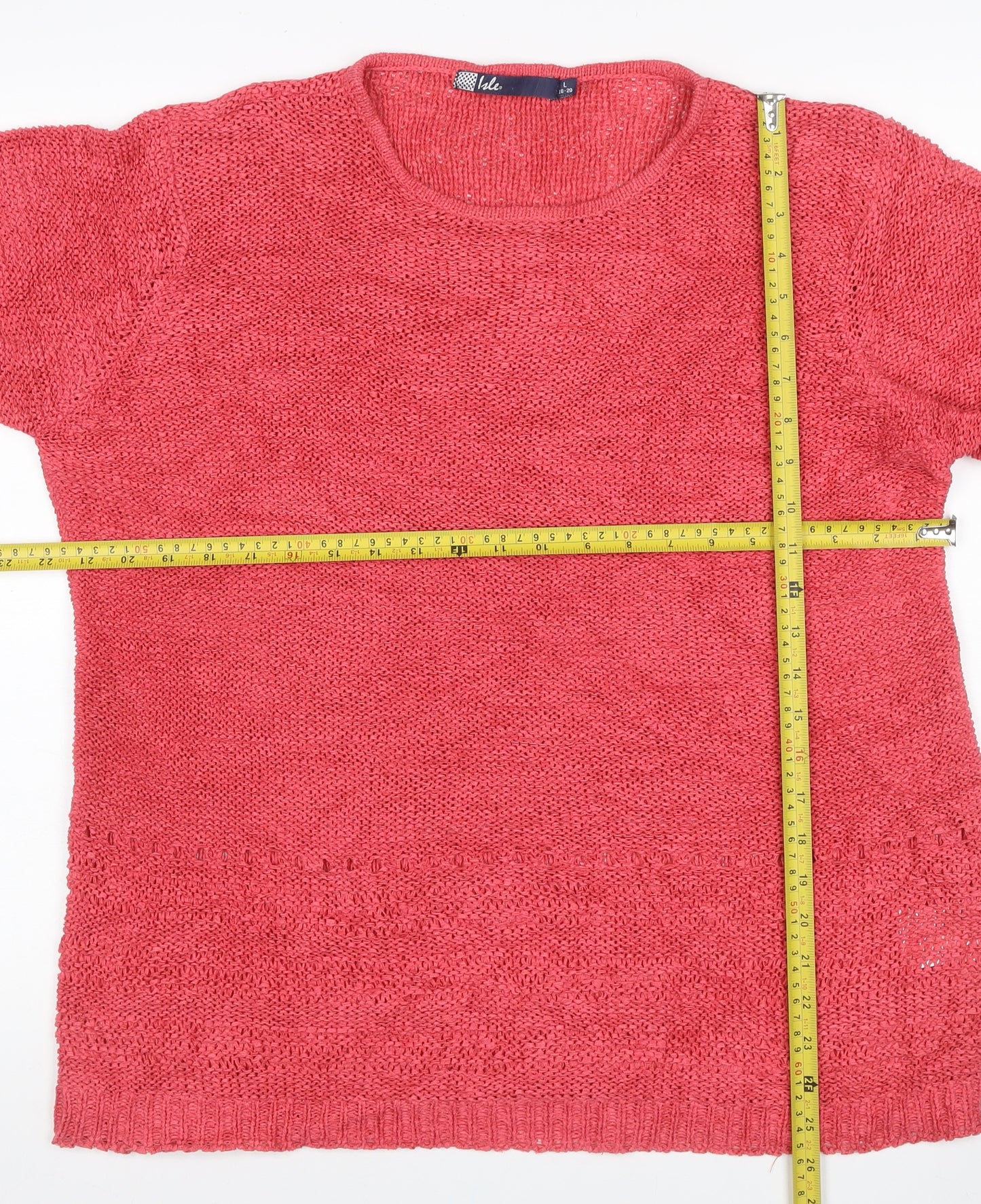 Isle Women’s Pink Open Knit Pullover Jumper Size 18 Plus