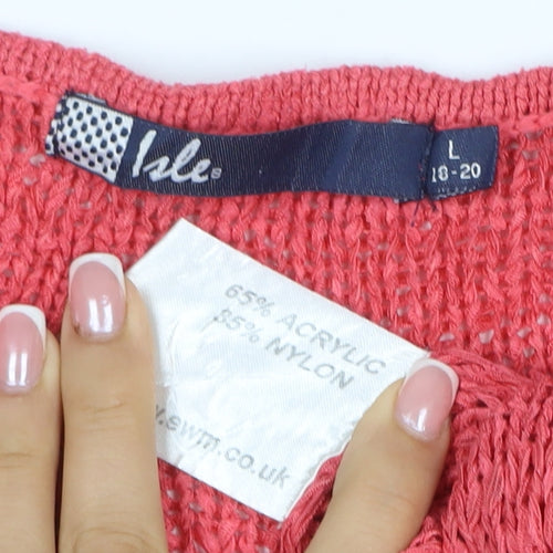 Isle Women’s Pink Open Knit Pullover Jumper Size 18 Plus