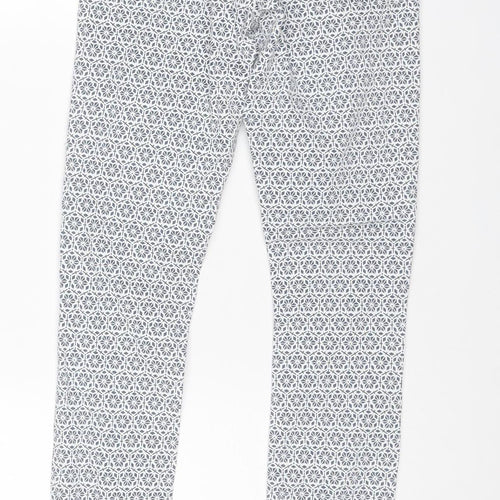 Topshop Women White Geometric Leigh Skinny Jeggings UK 6 Petite