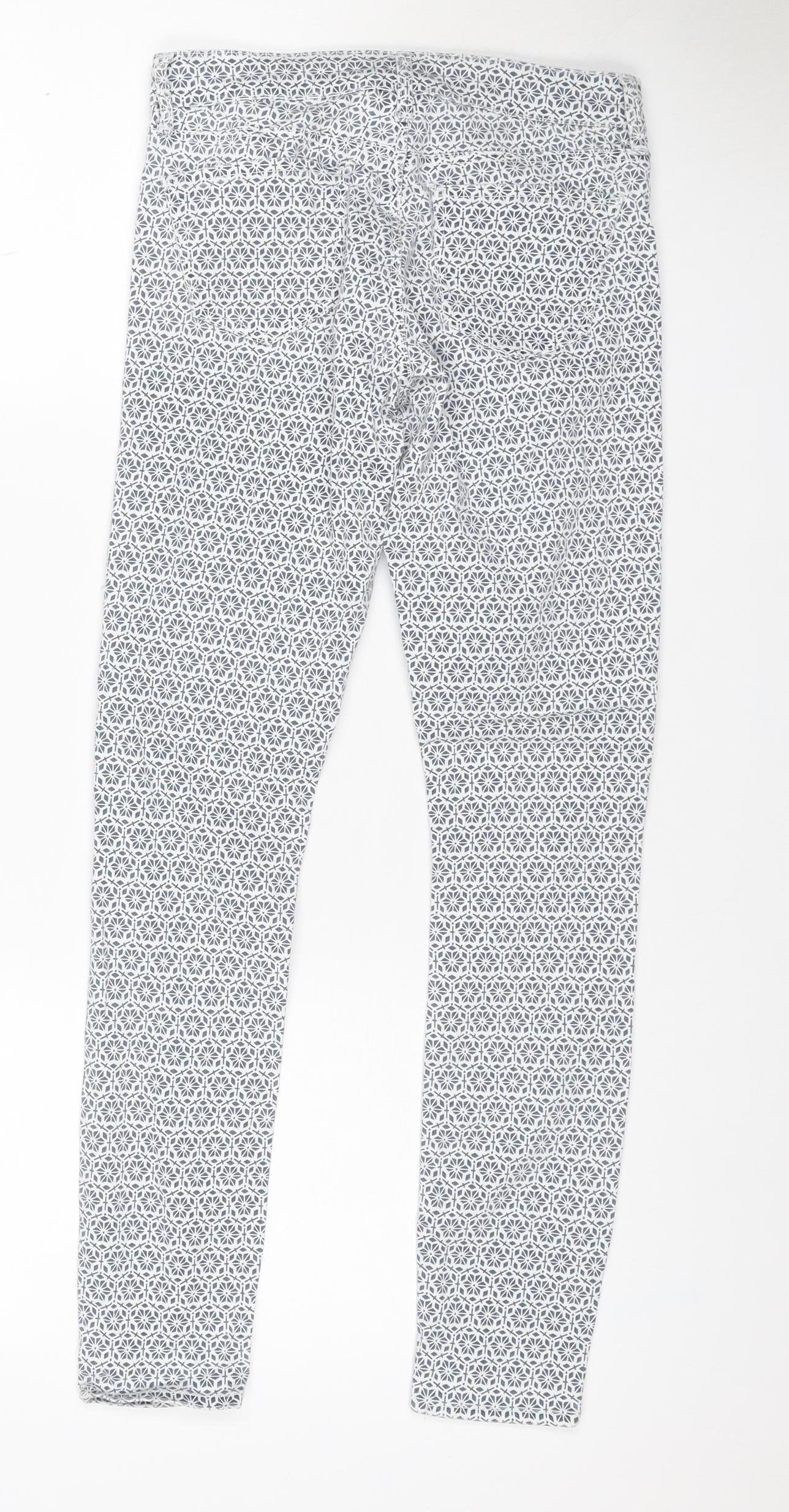 Topshop Women White Geometric Leigh Skinny Jeggings UK 6 Petite