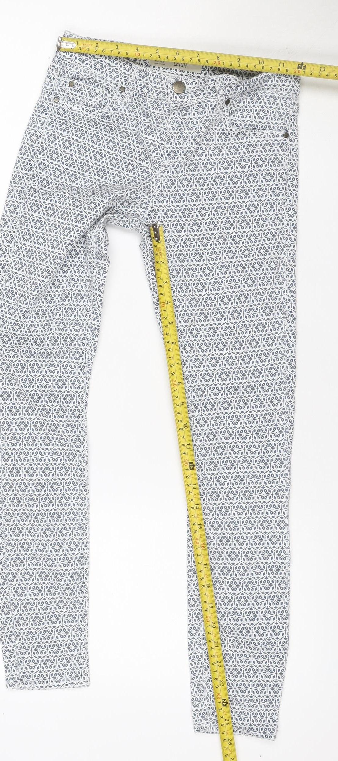 Topshop Women White Geometric Leigh Skinny Jeggings UK 6 Petite