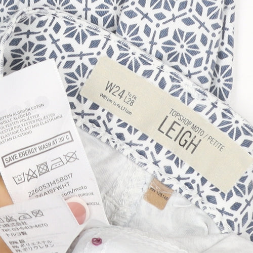 Topshop Women White Geometric Leigh Skinny Jeggings UK 6 Petite