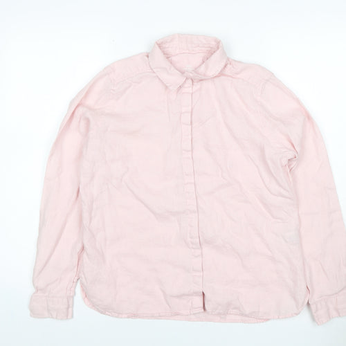 Marks and Spencer Women Pink UK 12 Pure Linen Collared Button-Up Shirt