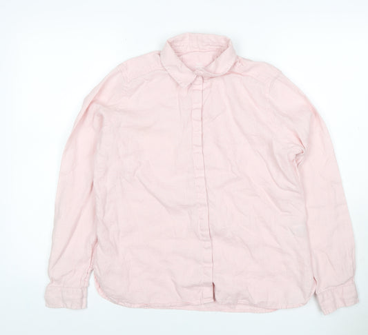 Marks and Spencer Women Pink UK 12 Pure Linen Collared Button-Up Shirt