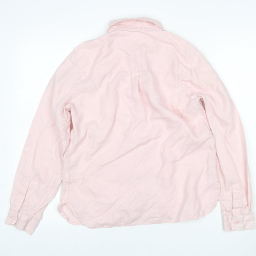 Marks and Spencer Women Pink UK 12 Pure Linen Collared Button-Up Shirt