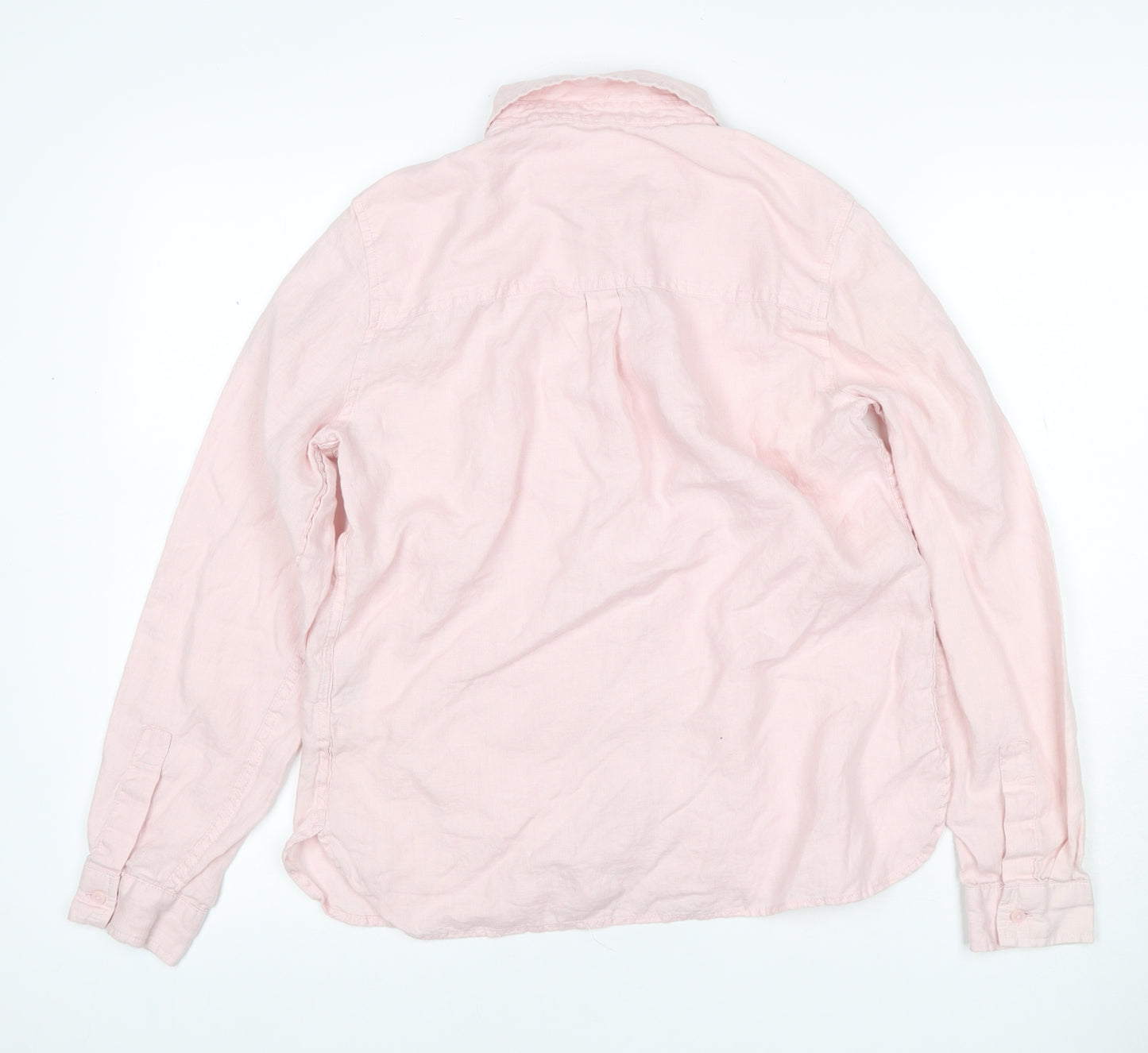 Marks and Spencer Women Pink UK 12 Pure Linen Collared Button-Up Shirt
