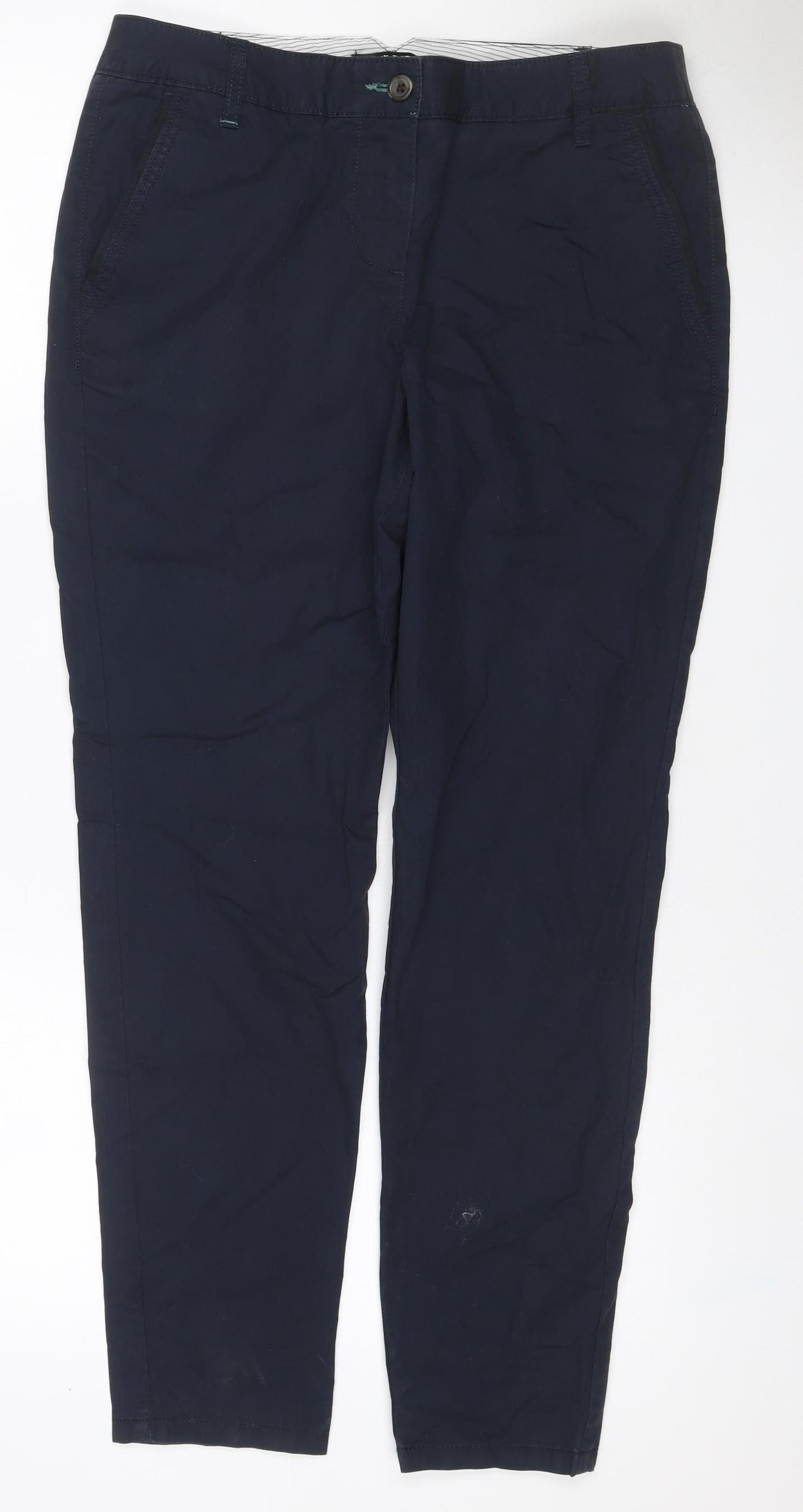 Next Women’s Navy Petite UK 10P Cotton Chino Trousers Pockets